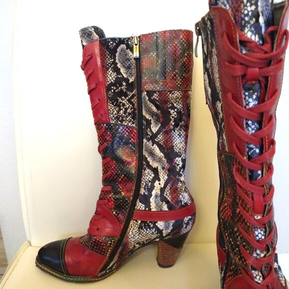 Spring Step L'Artiste - 'Malagie' Leather & Velvet boots - 39/ 8.5 - Picture 8 of 12